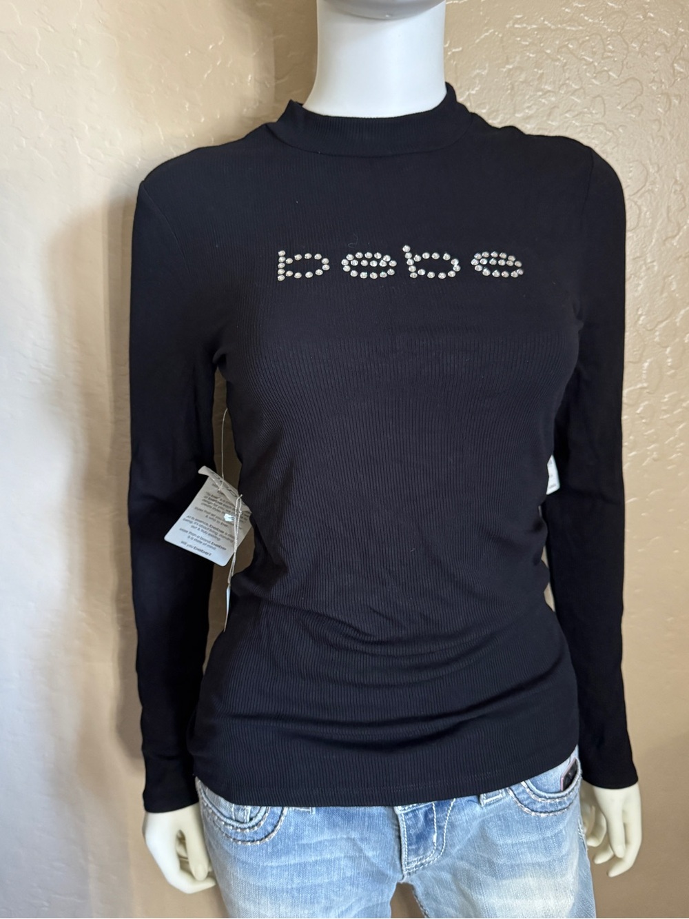 Bebé black long sleeve top medium